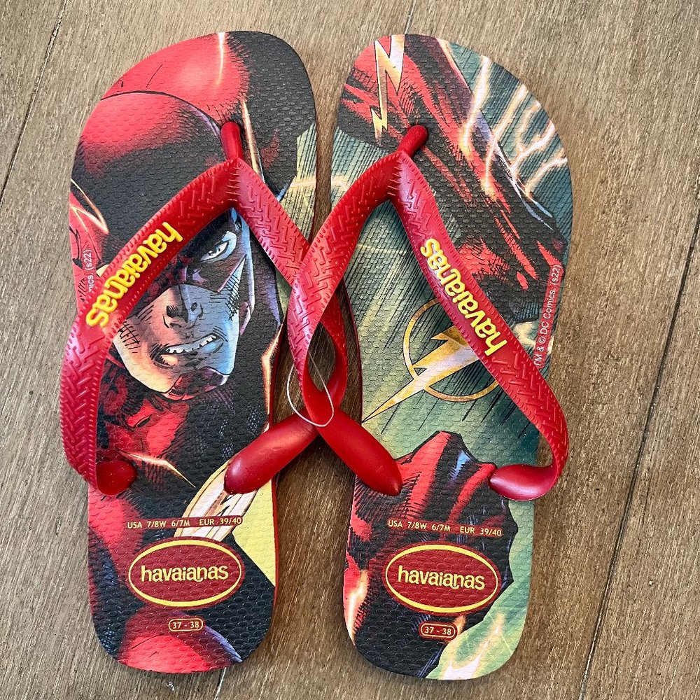 Havaianas Unisex DC Comics FLASH Flip Flop Sandal Size M6/7 W7/8